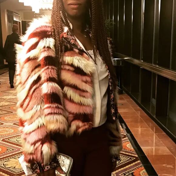 GIAMBA Multicolor Faux Fur Moto Jacket Size 40/ US XS - Picture 3 of 11